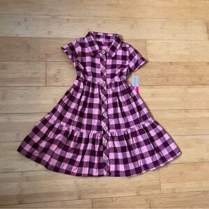 NWT Girls Size 7 Pink Plaid Print Twirl Dress